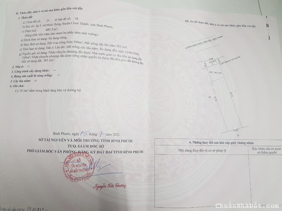 Ngộp cần ra gấp lô đất mặt tiền Liên Tỉnh gần sát KĐT Phúc Hưng. Phường Minh Hưng giá 5,9tr/m2 