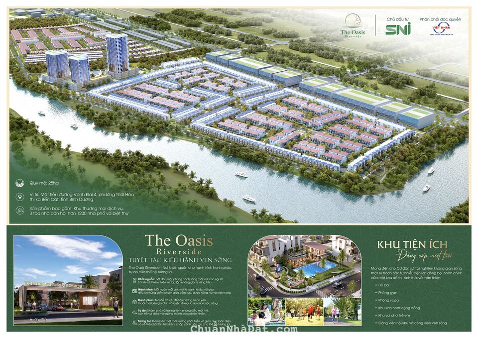Mở bán khu biệt thự biệt lập ven sông Bến Cát 120m2/3 tầng - The Oasis Riverside Mở bán khu biệt thự biệt lập ven sông Bến Cát 120m2/3 tầng - The Oasis Riverside