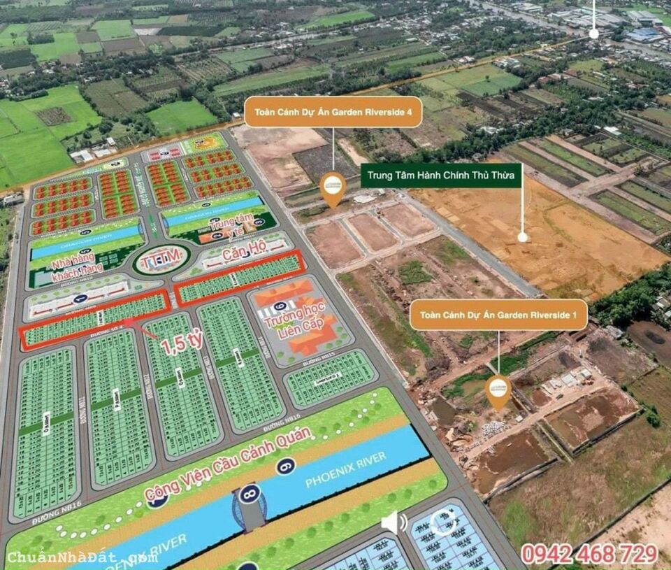 ✨✨Garden Riverside✨✨ Khu vực trung tâm Thủ Thừa