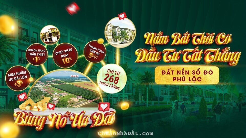 Đất nền sổ sẵn KDC Phú Lộc - Chiếu khấu cực lớn lên đến 10% Đất nền sổ sẵn KDC Phú Lộc - Chiếu khấu cực lớn lên đến 10%