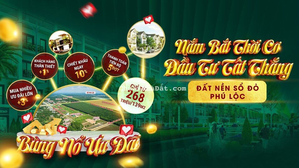 Tặng 4 suất ưu đãi, chiết khấu đến 12% cho KH mua đất nền KDC Phú Lộc, Đắk Lắk 