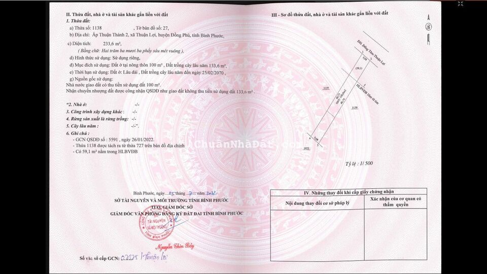 làm ăn thô lỗ bán gấp 2 lô đất mặt tiền đường nhựa 32m, xã thuận lợi