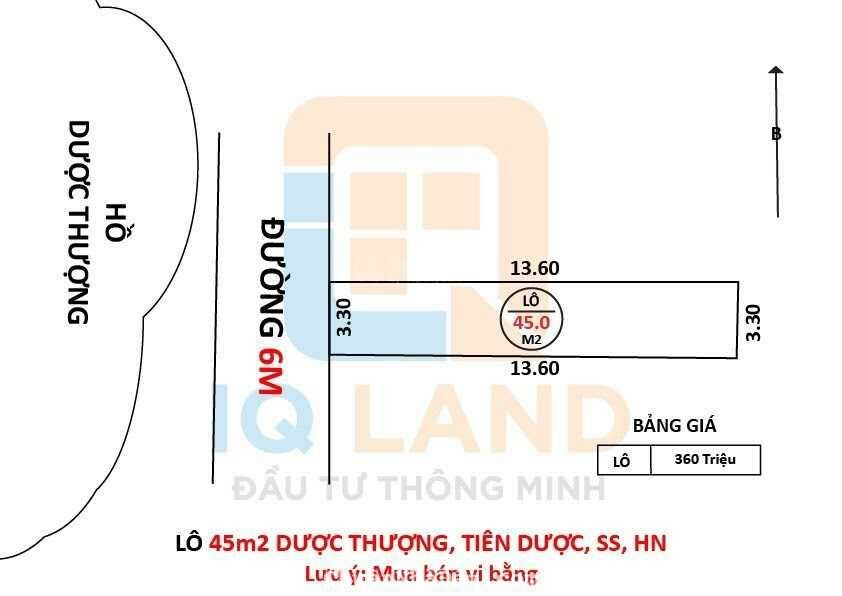 Bán đất 45m2 view hồ Dược Thượng Tiên Dược có nhà 2 tầng