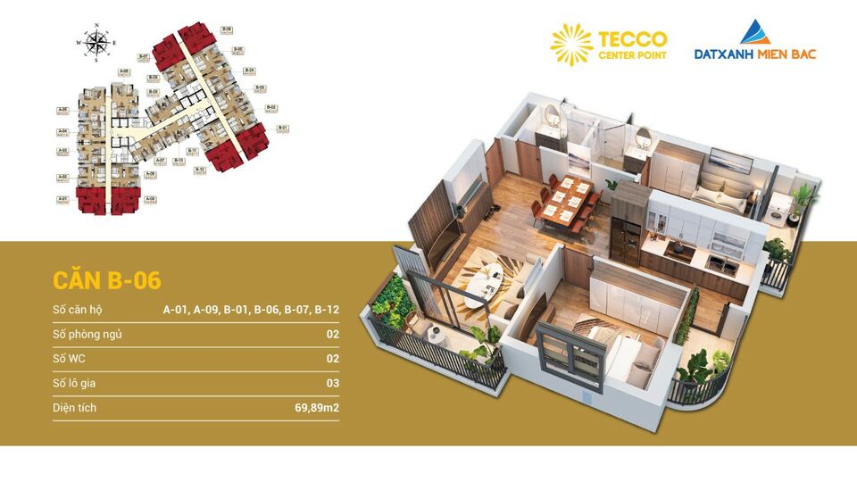 Gia đình cần thanh lý gấp 2 căn hộ mới mua tại Tecco Bình Minh. Căn 2 phòng ngủ và 3 phòng ngủ