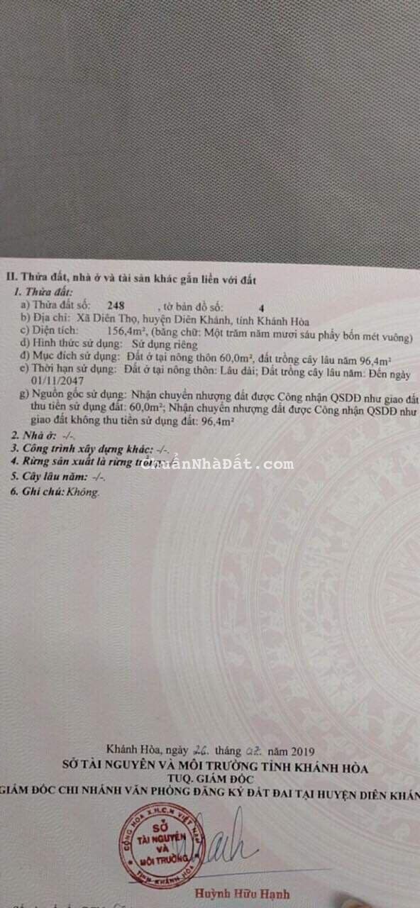 Bán đất Diên Thọ Diên Khánh gần TL2 giá chỉ 790tr