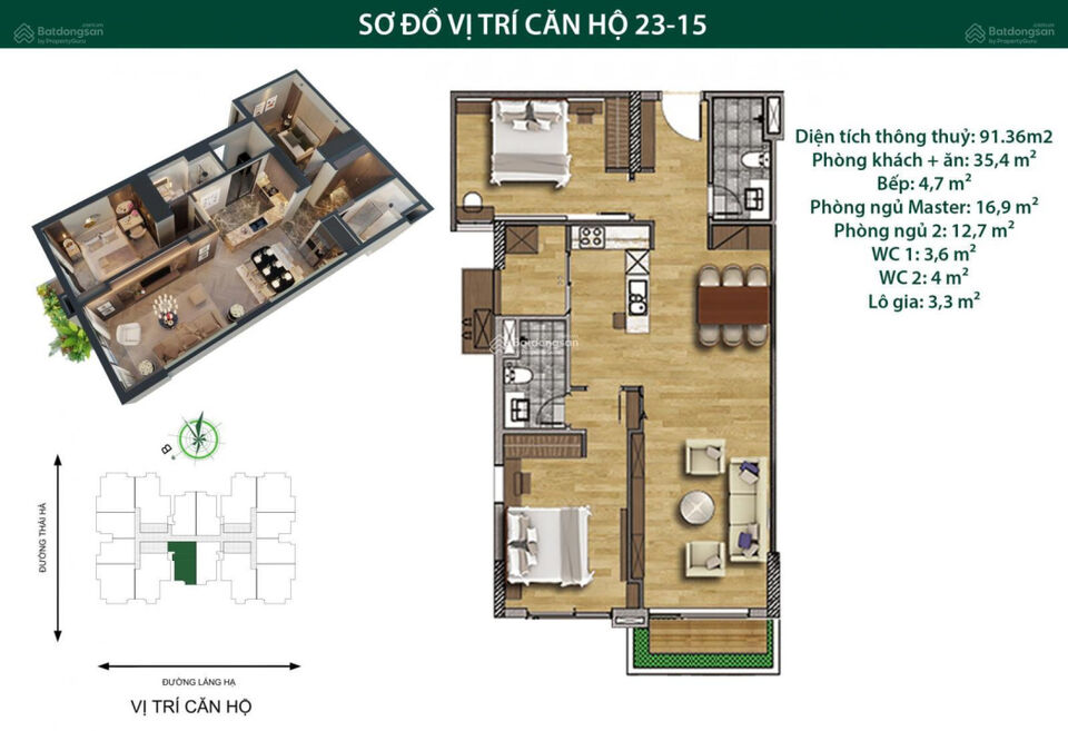 Quỹ căn từ 1pn, 2pn, 3pn, 4pn giá 7x triệu/m2, chung cư Green Diamond 93 Láng Hạ, nhận nhà ở ngay