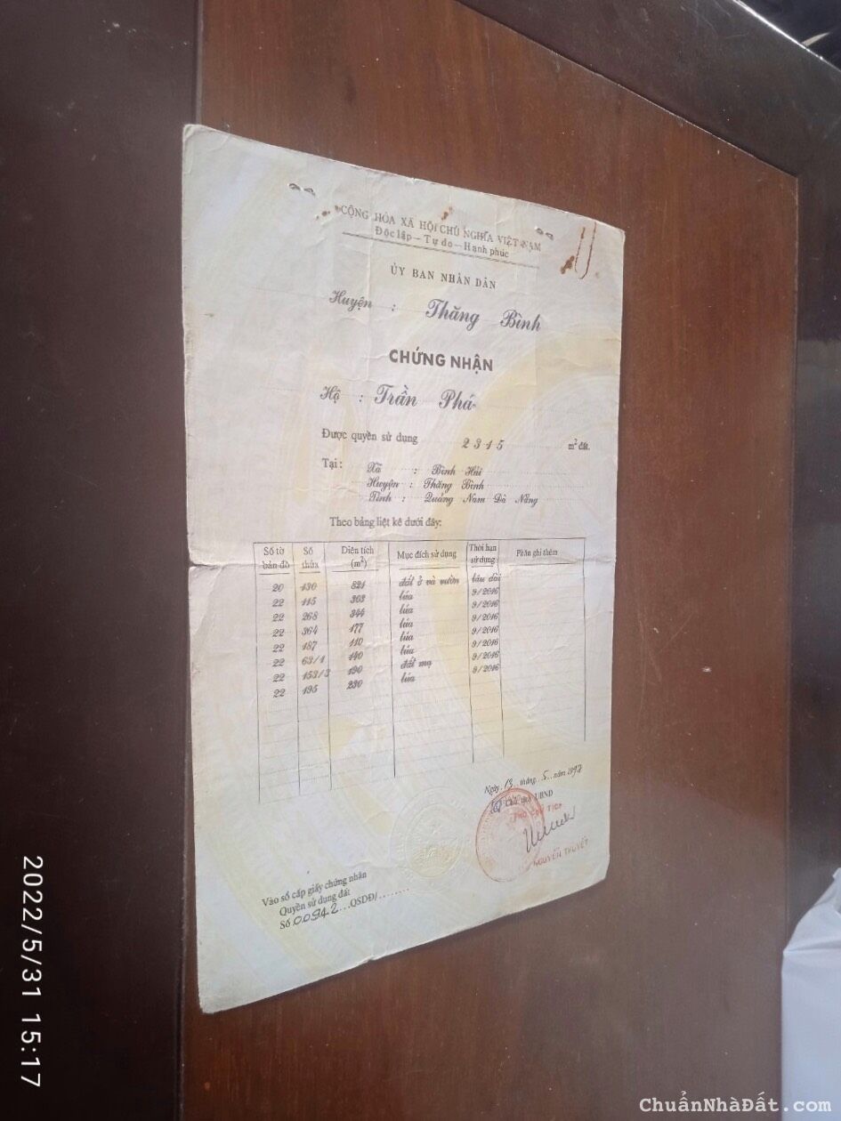 Chào bán lô đất biển Bình Hải Thăng Bình, DT 812m2 giá rẻ nhất thị trường cho nhà đầu tư có duyên Chào bán lô đất biển Bình Hải Thăng Bình, DT 812m2 giá rẻ nhất thị trường cho nhà đầu tư có duyên