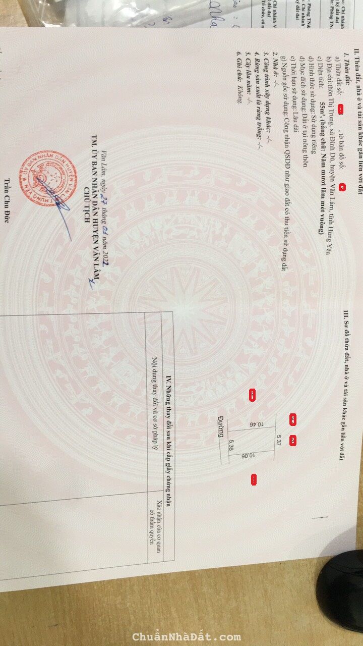 Bán 55 đất thổ cư: Đình Dù, Văn Lâm: 0988663893 