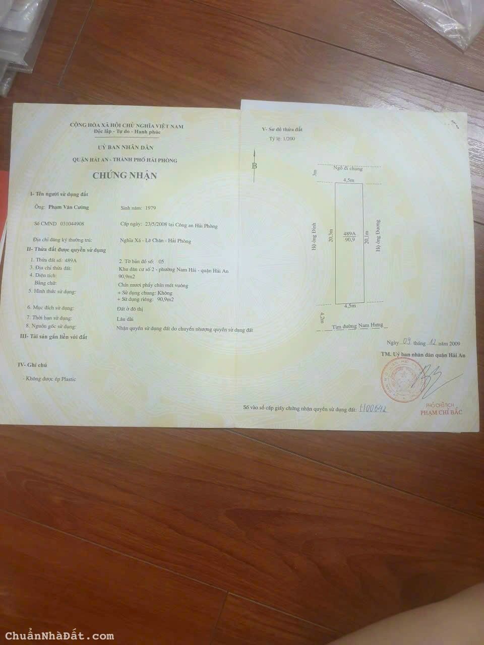 CẦN BÁN GẤP 2 lô đất liền nhau mặt đường Nam Hưng , P. Nam Hải, Q Hải An, Hải Phòng. 