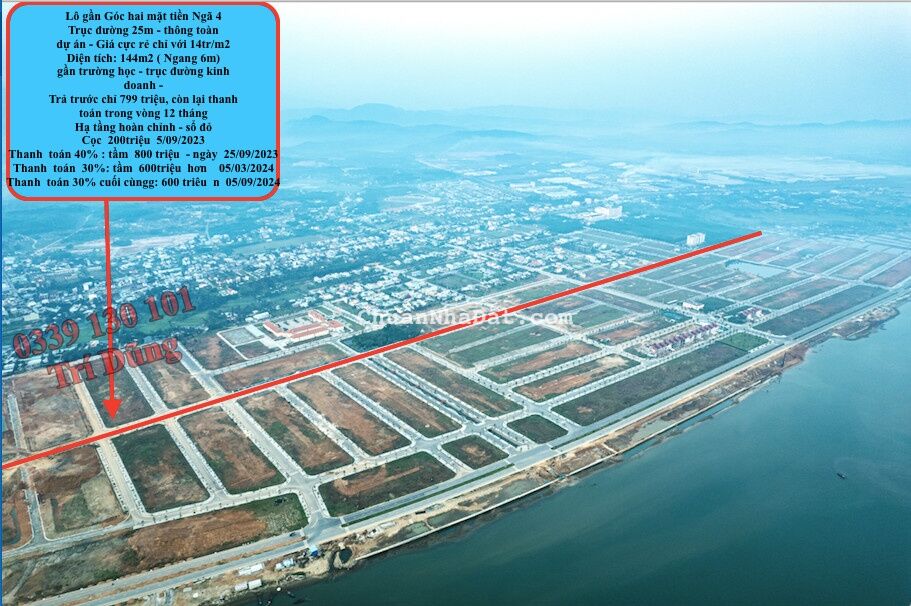 Chỉ cần 834tr đã mua được BĐS đường 15m hạ tầng hoàn chỉnh - đối diện mặt vịnh