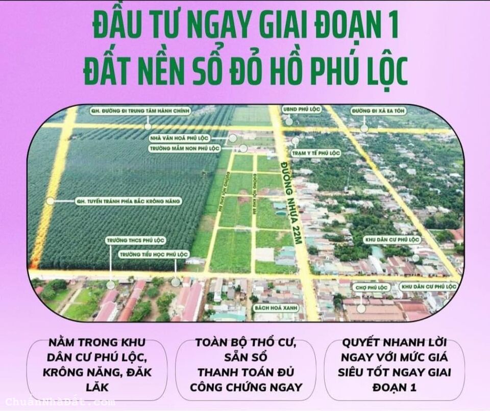 Suất ngoại giao lô đất nền sổ đỏ phía đông thị xã Buôn Hồ 
