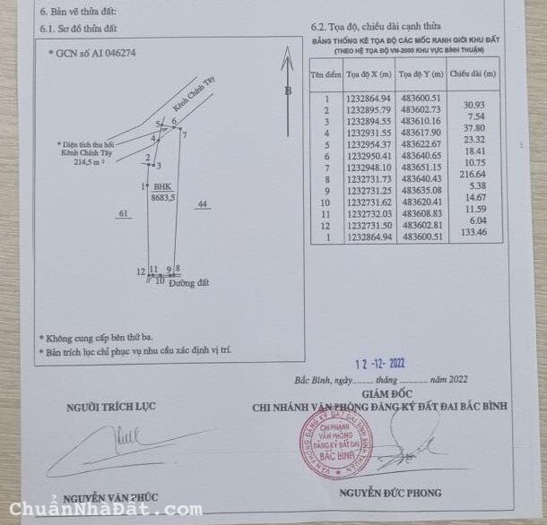 Hơn 8 sào Mặt tiền đường kênh nước hiện hữu - Ngay Farm Công nghệ cao - Gía tốt đầu tư cuối năm