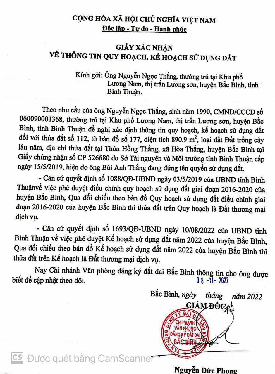 Đất biển 2MT quy hoạch ONT ngay cung đường đôi DT716B tại Hòa Thắng - Gía tốt 