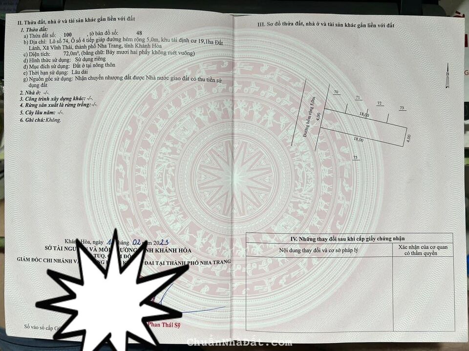 Chính chủ bán đất TĐC Đất Lành: 72m2 - 1.4 tỷ