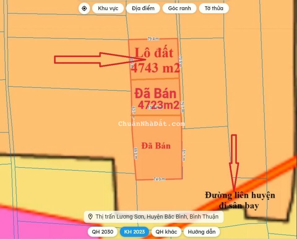 4743m2 đất CLN Hòa Thắng, ngay trục đường chính đi sân bay. Giá chính chủ 449 triệu bao sổ