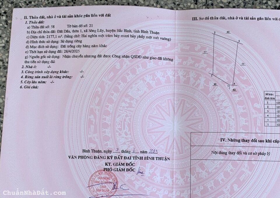 Bán 2177m2 đất vườn xã sông luỹ sổ sẵn, gần QL1A giá chỉ 267tr Lh 0938677909 xem sổ