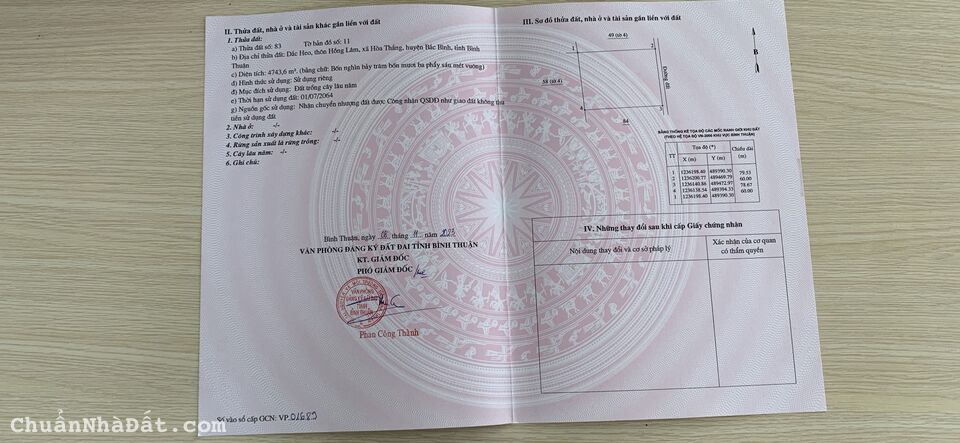 Bán 4743m2 đất CLN hoà thắng sổ vuông có đường, mặt tiền 60m gần liên huyện giá 451tr Lh 0938677909 Bán 4743m2 đất CLN hoà thắng sổ vuông có đường, mặt tiền 60m gần liên huyện giá 451tr Lh 0938677909