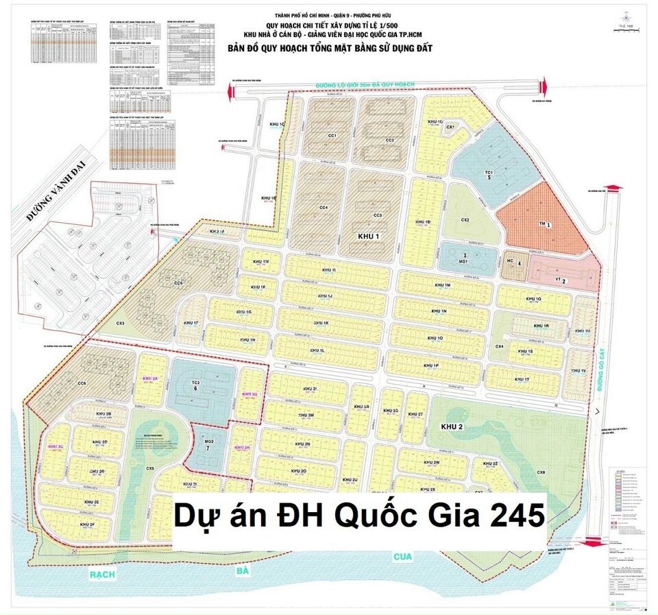 Siêu thị đất nền bán tại dự án Đại Học Quốc Gia 245 phường Phú Hữu Gò Cát Quận 9.