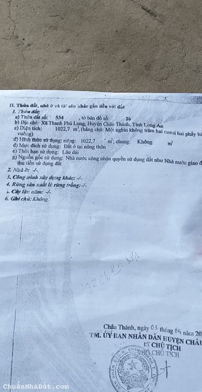 5x31 full thổ Thanh Phú Long Châu Thành giá 399tr