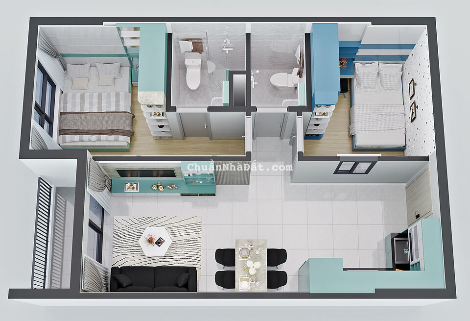 Thanh toán 160tr sở hữu ngay căn hộ 2PN, 2WC Khu đô thị phức hợp Bcons City