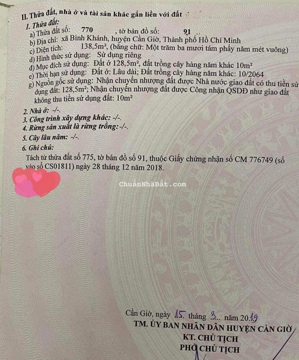 Bán đất full thổ, sổ hồng riêng, đúng giá thị trường