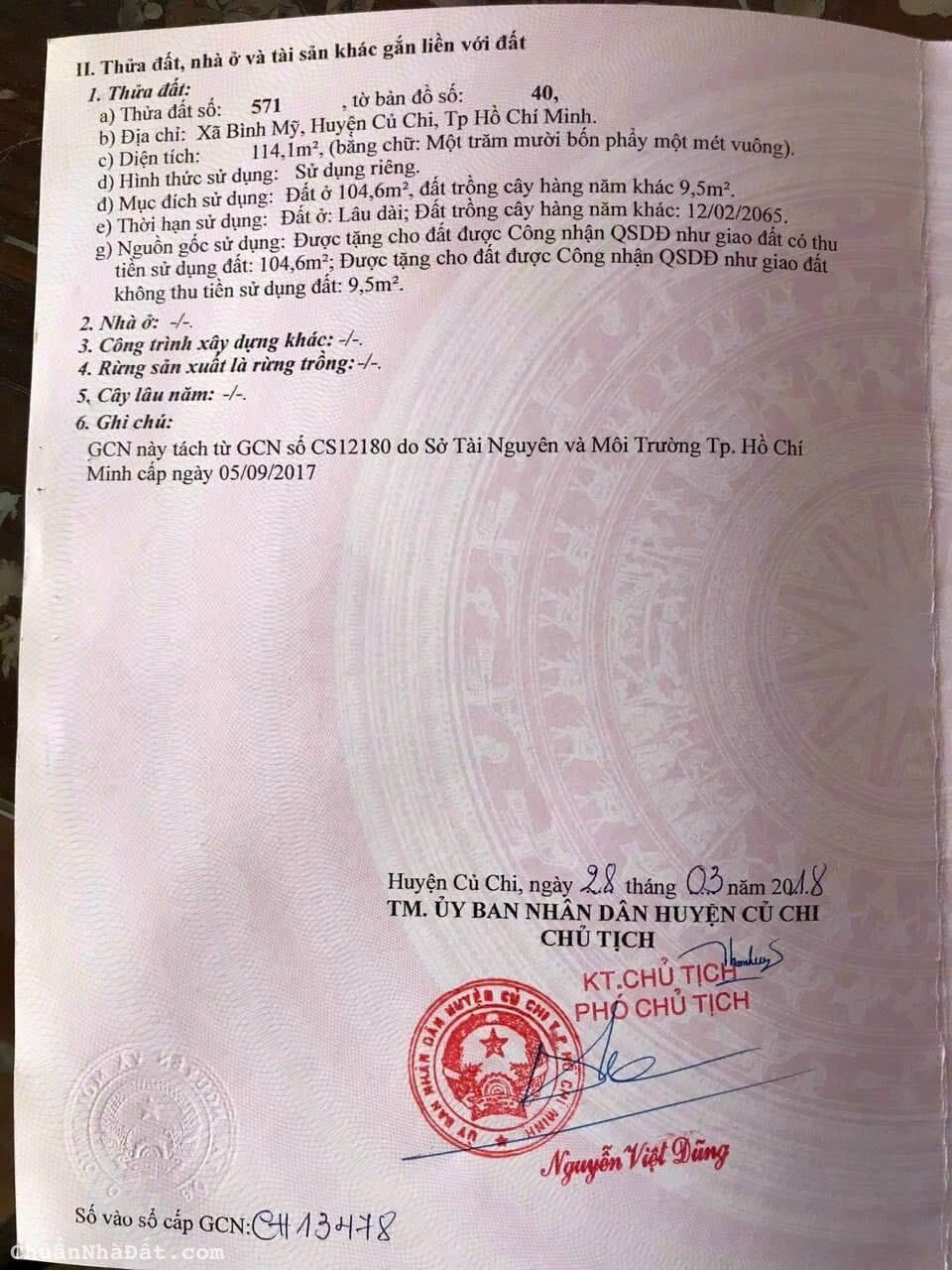 Bán đất ấp 8 xây dựng tự do bình mỹ củ chi