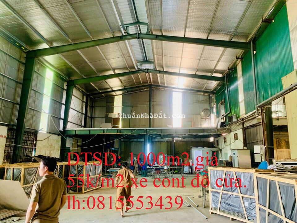 Cho thuê 1000m2 nhà xưởng độc lập gần cầu Nhật Tân và cầu Thăng Long. Tại Đông Anh.Xe cont đỗ cửa.