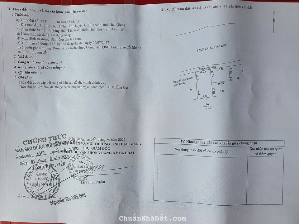 Đất 37M x 270M2 = 10.076M2 (300M2TC) Rạch Cái Muông Cụt, cách TT. Ngã 6, Châu Thành, Hậu Giang 2km Đất 37M x 270M2 = 10.076M2 (300M2TC) Rạch Cái Muông Cụt, cách TT. Ngã 6, Châu Thành, Hậu Giang 2km
