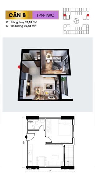 Bán lại căn hộ 1 phòng ngủ Bcons Plaza