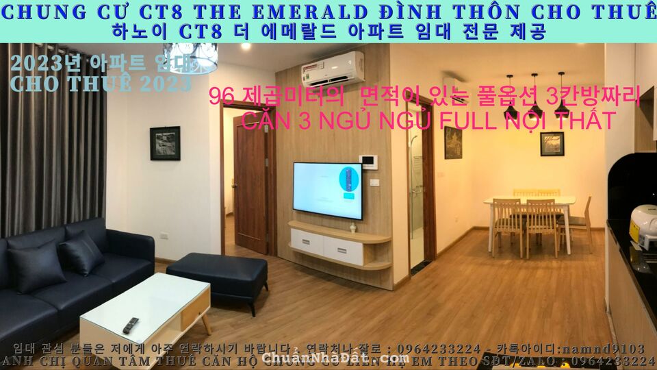 (Chung Cư Ct8 The Emerald Đình Thôn) Cho Thuê Căn 3 Ngủ Full Nội Thất Cao Cấp Giá Rất Tốt   