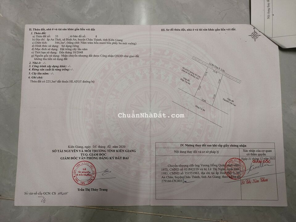 Bán Đất có nhà tại Châu Thành Kiên Giang gần Cống Cái Bé