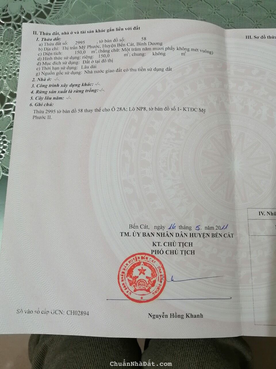 Chính chủ bán đất mặt tiền đường NB8, phường Mỹ Phước, thị xã Bến Cát, Bình Dương