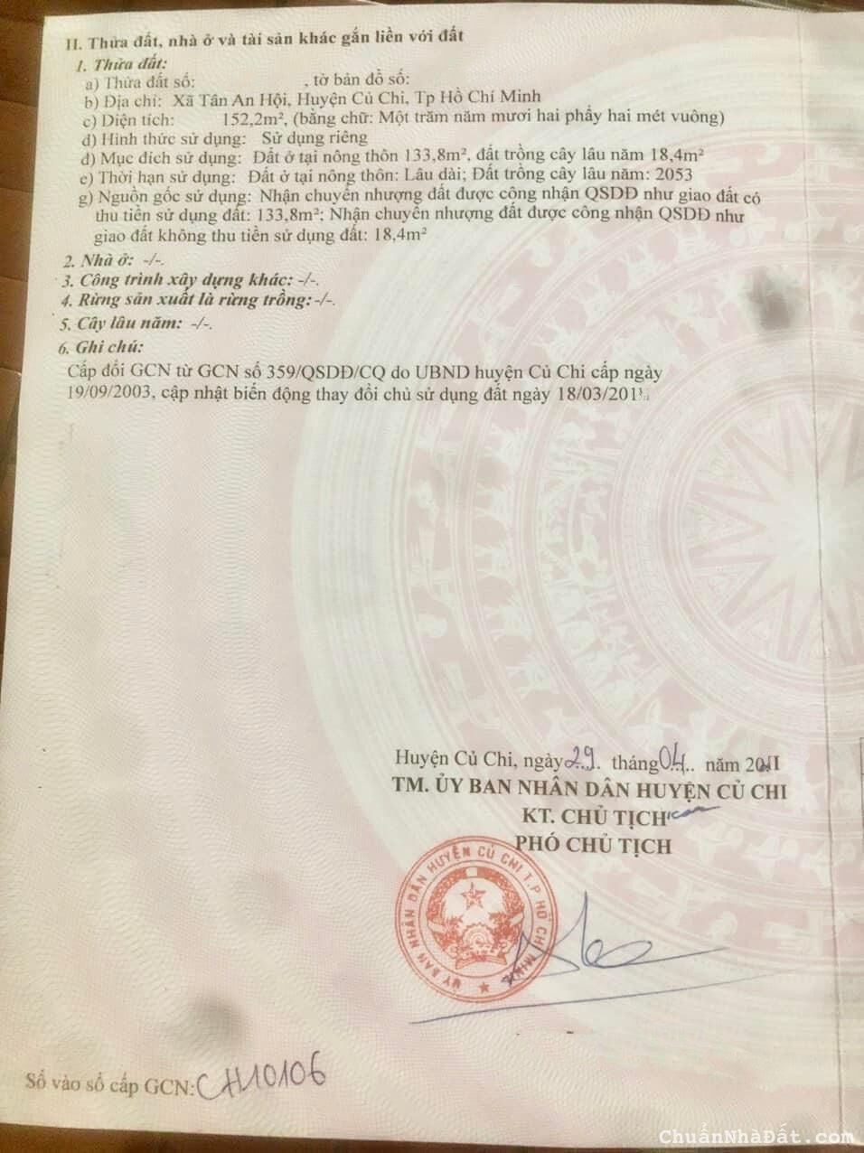 BÁN NGAY LÔ ĐẤT THỔ 152M2 SHR 492TR TẠI Nguyễn Thị Thở , Củ Chi BÁN NGAY LÔ ĐẤT THỔ 152M2 SHR 492TR TẠI Nguyễn Thị Thở , Củ Chi