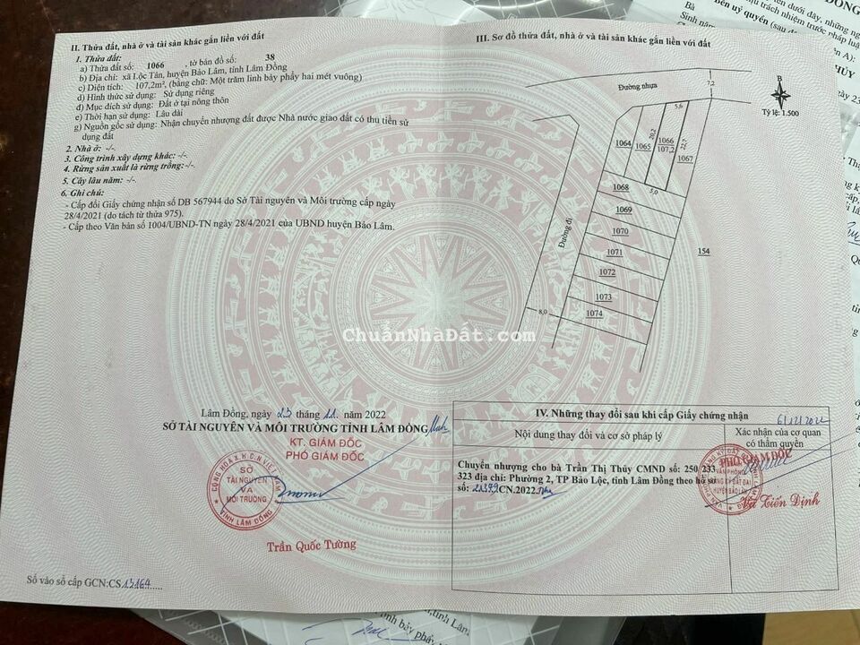 Bán đất tại Lộc Tân, Lâm Đồng, cách đường lên xuống cao tốc Tân Phú - Bảo Lộc - Liên Khương 2 km