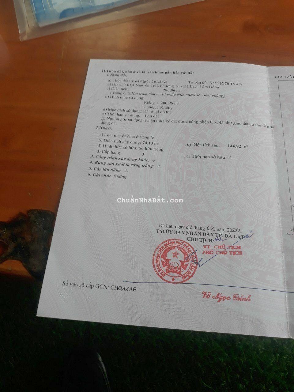 Bán đất tại TP Đà Lạt, ngay mặt tiền đường lộ 15m, gần Ga Đà Lạt