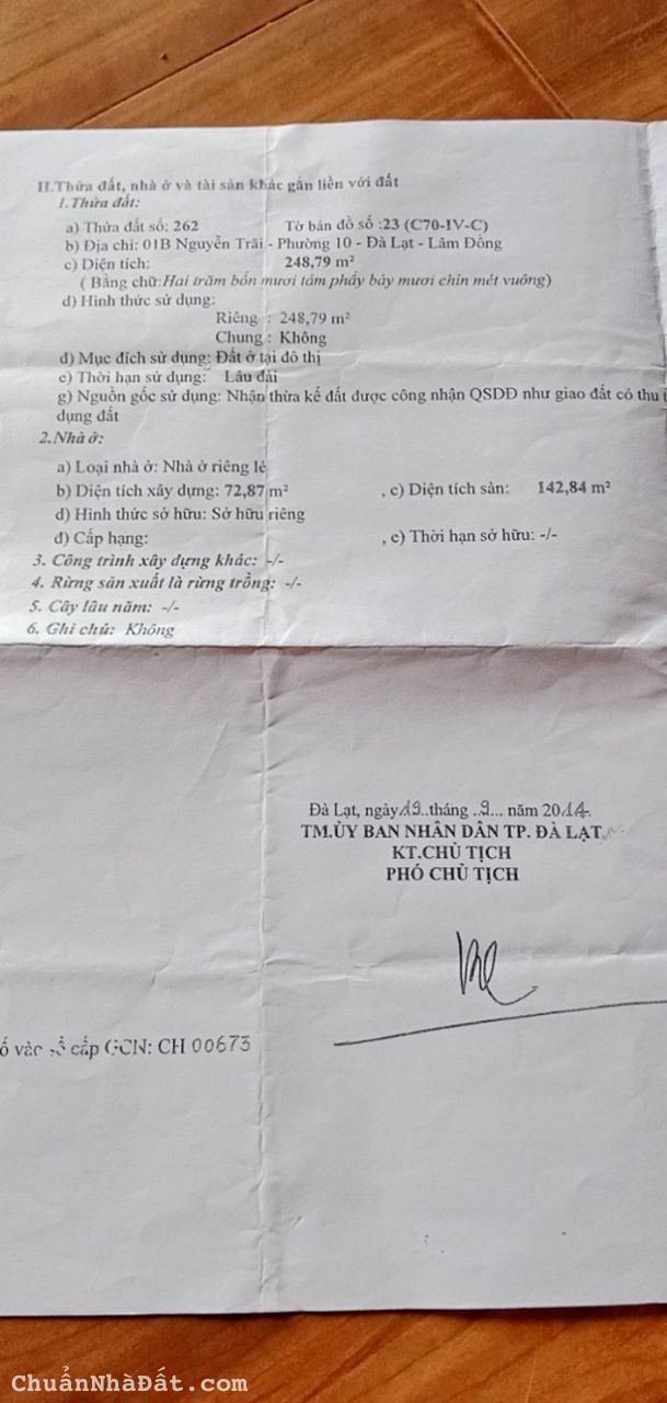 Bán đất tại TP Đà Lạt, ngay mặt tiền đường lộ 15m, gần Ga Đà Lạt