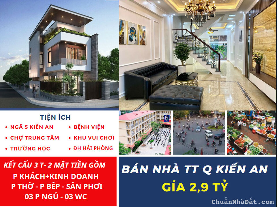 Bán nhà 3 tầng 2 mặt tiền trục đường phố kinh doanh gần TT Q Kiến An Bán nhà 3 tầng 2 mặt tiền trục đường phố kinh doanh gần TT Q Kiến An