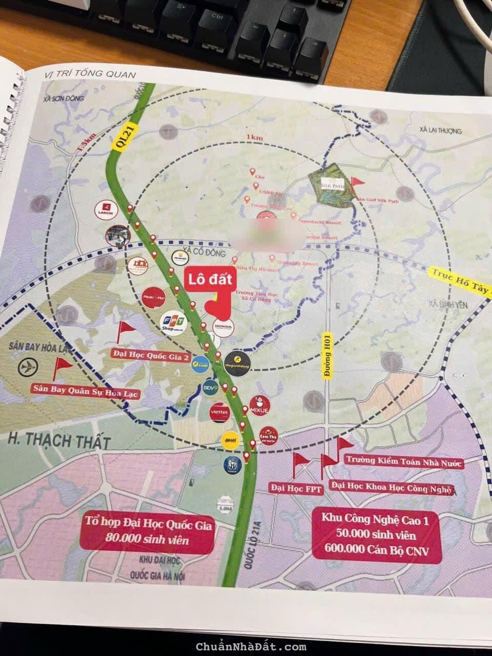 Cần bán gấp lô đất thổ cư Hoà Lạc 62m2 trục chính xã Cổ Đông sẵn sổ đỏ gần Đại Học FPT