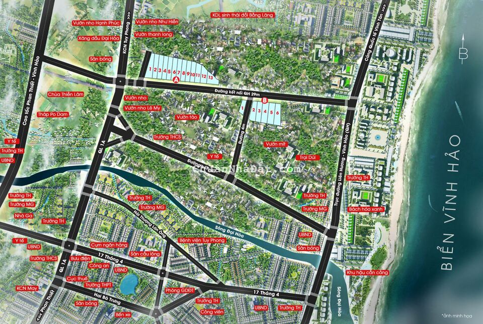 Đất nền biển Vĩnh Hảo Liên Hương, chỉ 800tr/nền sổ đỏ thổ cư 100%