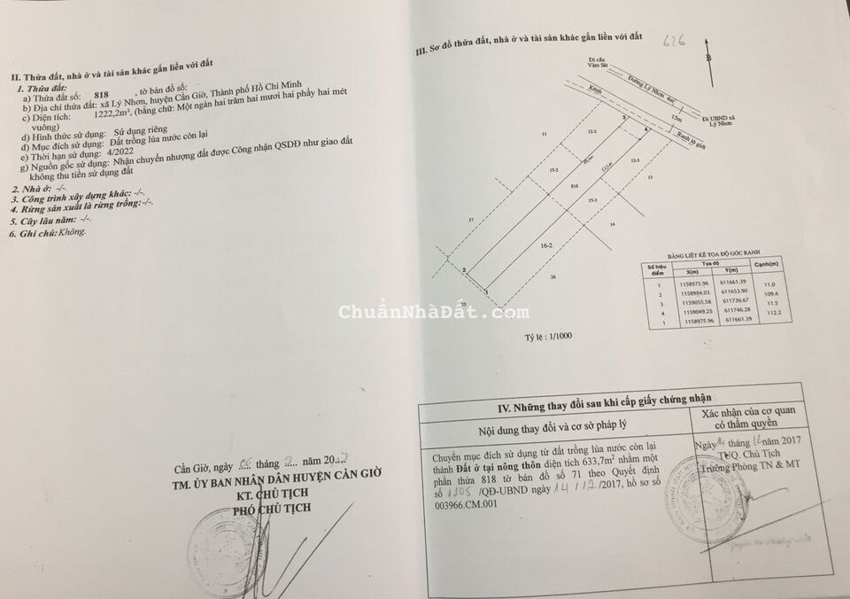 Đất mặt tiền Lý Nhơn, xã Lý Nhơn, Cần Giờ. Có sẵn thổ cư, 5,5 tỉ/1000m