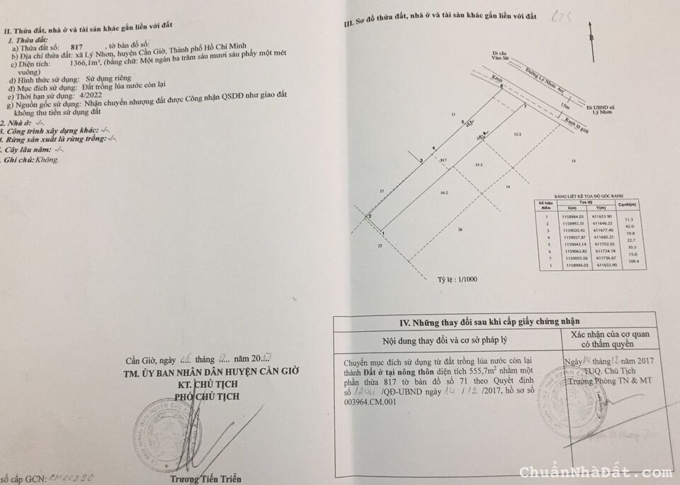 Đất mặt tiền Lý Nhơn, xã Lý Nhơn, Cần Giờ. Có sẵn thổ cư, 5,5 tỉ/1000m