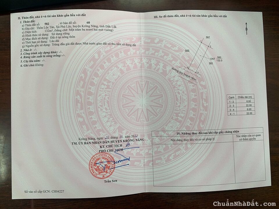 Bán đất thổ cư 132m2 ngay chợ Phú Lộc- Đắk Lắk giá 550triệu (bao thuế phí)