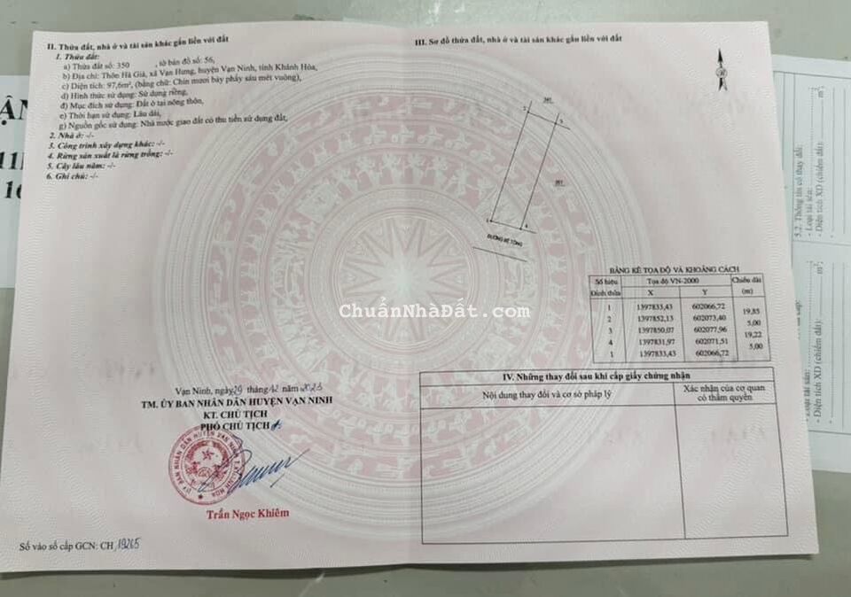 Đất Biển vịnh Vân Phong, dt gần 100m2 full thổ cư giá chỉ 830 triệu bao thủ tục