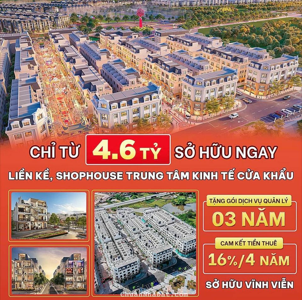 CHỈ TỪ 4,6 TỶ SỞ HỮU NGAY LIỀN KỀ, SHOPHOUSE TRUNG TÂM KINH TẾ CỬA KHẨU MÓNG CÁI