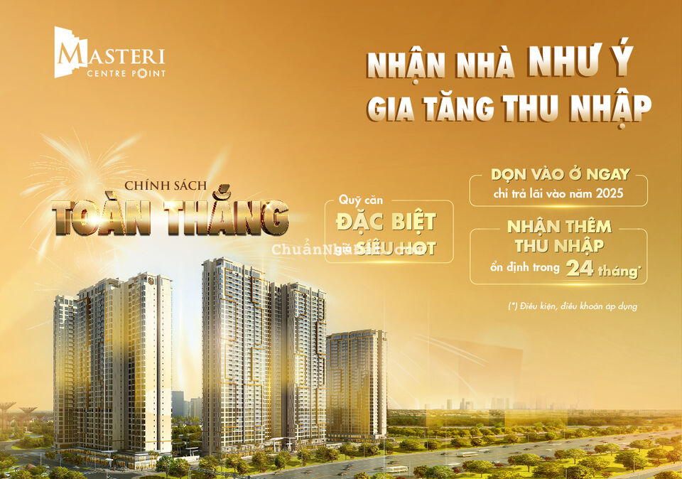 Danh sách 50 căn 2PN Masteri Centre Point giá cực rẽ 3.8 - 4 tỷ, TT 20% nhận nhà, HTLS 24 tháng.