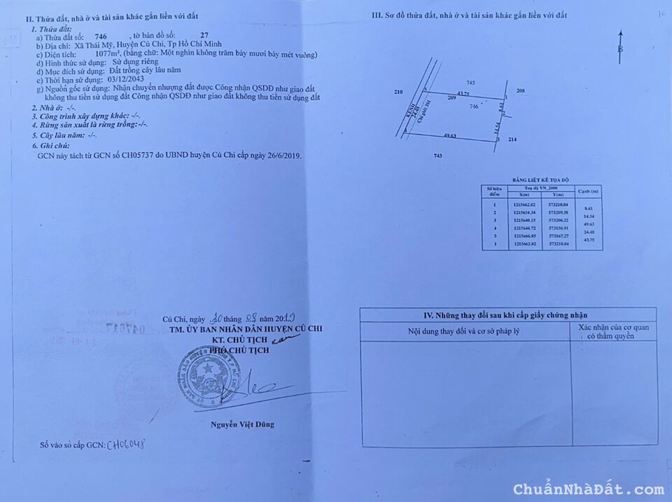 Ông Chú bán đất vườn 1077m SHR giá 1 tỷ 299 ở Tl 7, Thái Mỹ