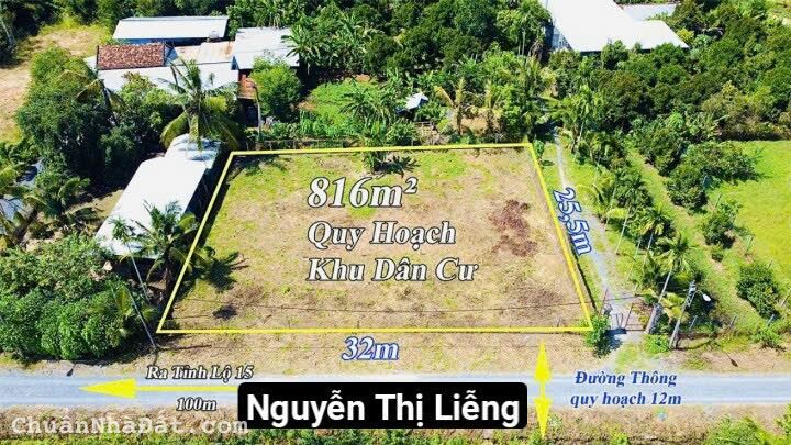 Chính chủ bán. Đất 32x26m tổng 816m thổ cư sẵn. MT nhựa. Kdc sạch sẽ. 1/ TL 15 