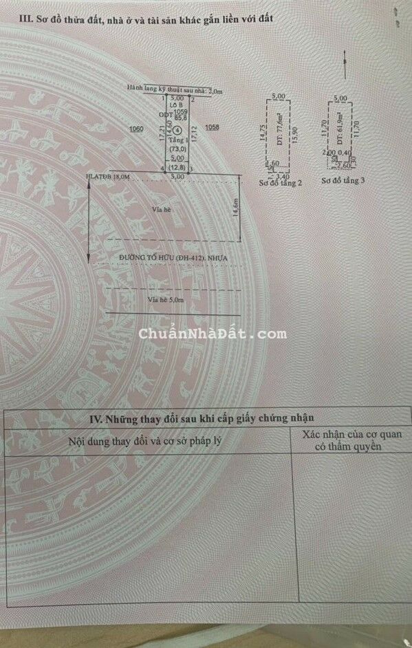 Bán nhà 1 trệt 2 lầu đường QH 36m