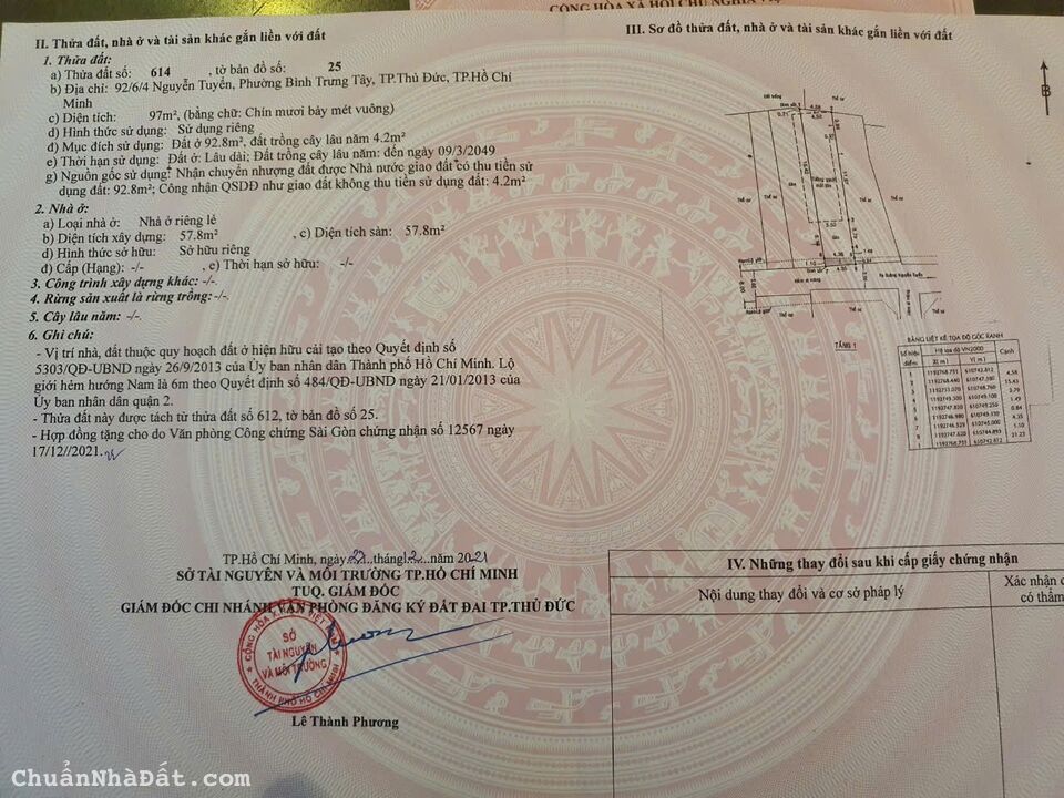 Bán đất thổ cư Hẻm 92 Nguyễn Tuyển phường Bình Trưng Tây Q2 ngang 8.8m dài 22m được xây cao tầng 