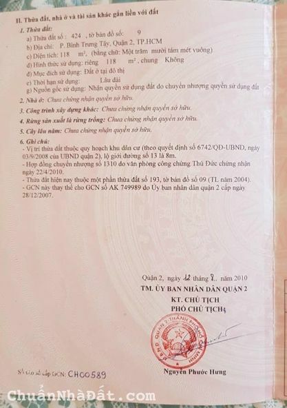 Chủ gửi bán nhà mặt tiền đường 13 phường Bình Trưng Tây Q2 cách Nguyễn Duy Trinh 150m ☎ 0903034123